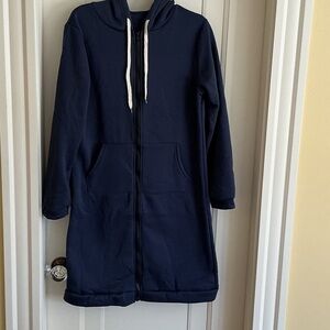 Navy Hooded Zip-Up Jacket